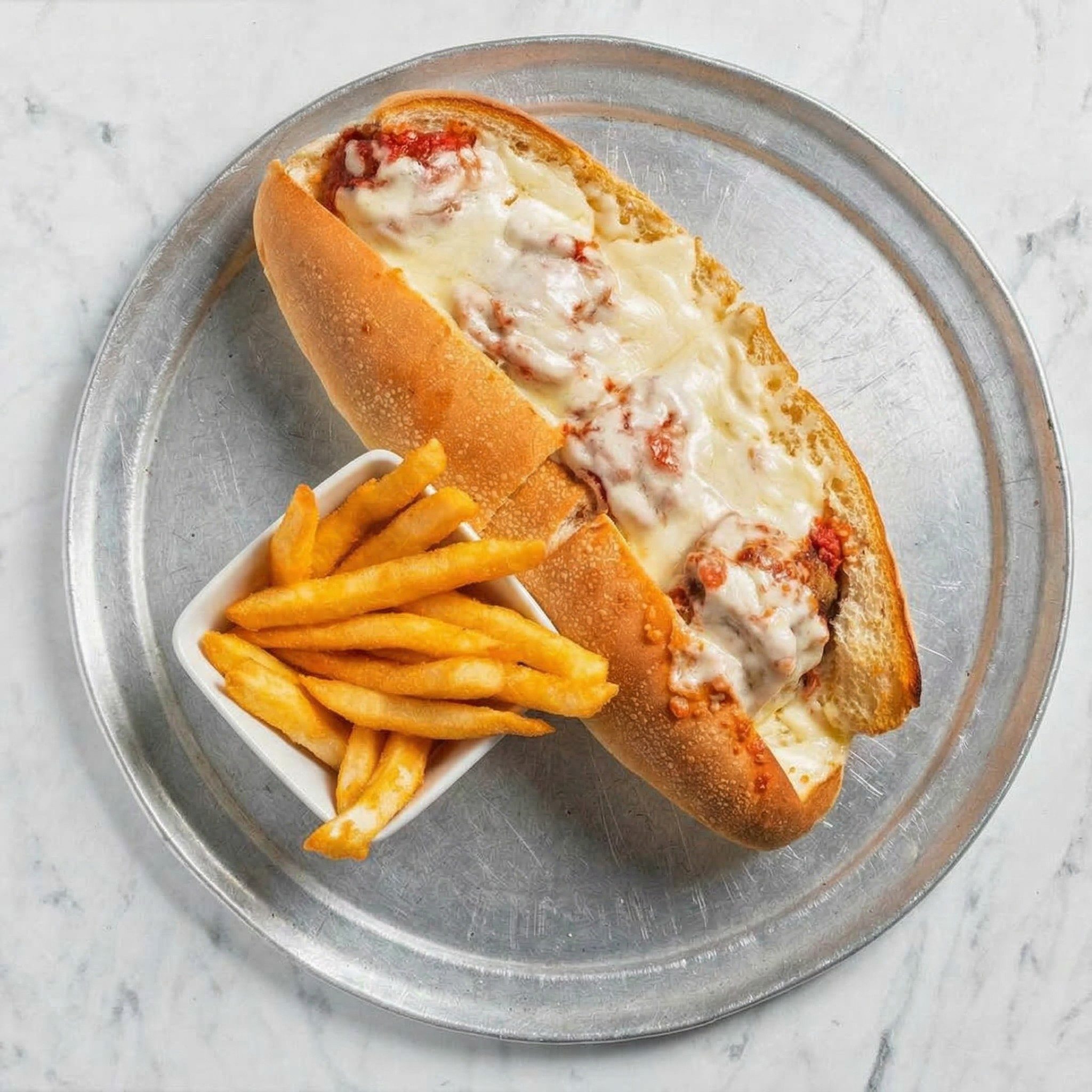 Meatball Parmesan Hot Sub.