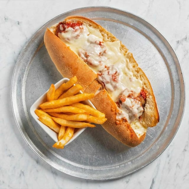 Meatball Parmesan Hot Sub.