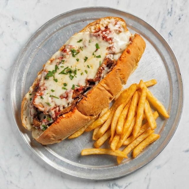 Eggplant Parmesan Hot Sub.
