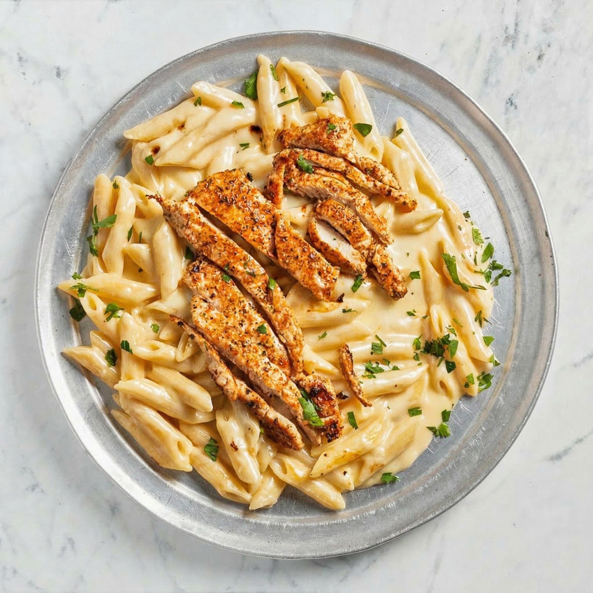 Blackened Chicken Alfredo.