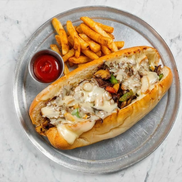 Steak Deluxe Hot Sub.