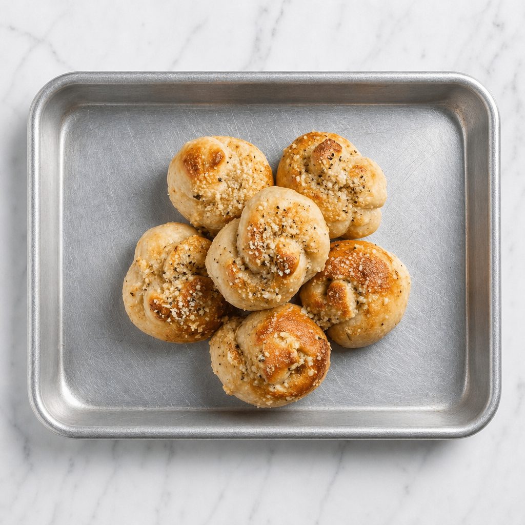 Garlic Bread Knots with Cheese & Sauce.